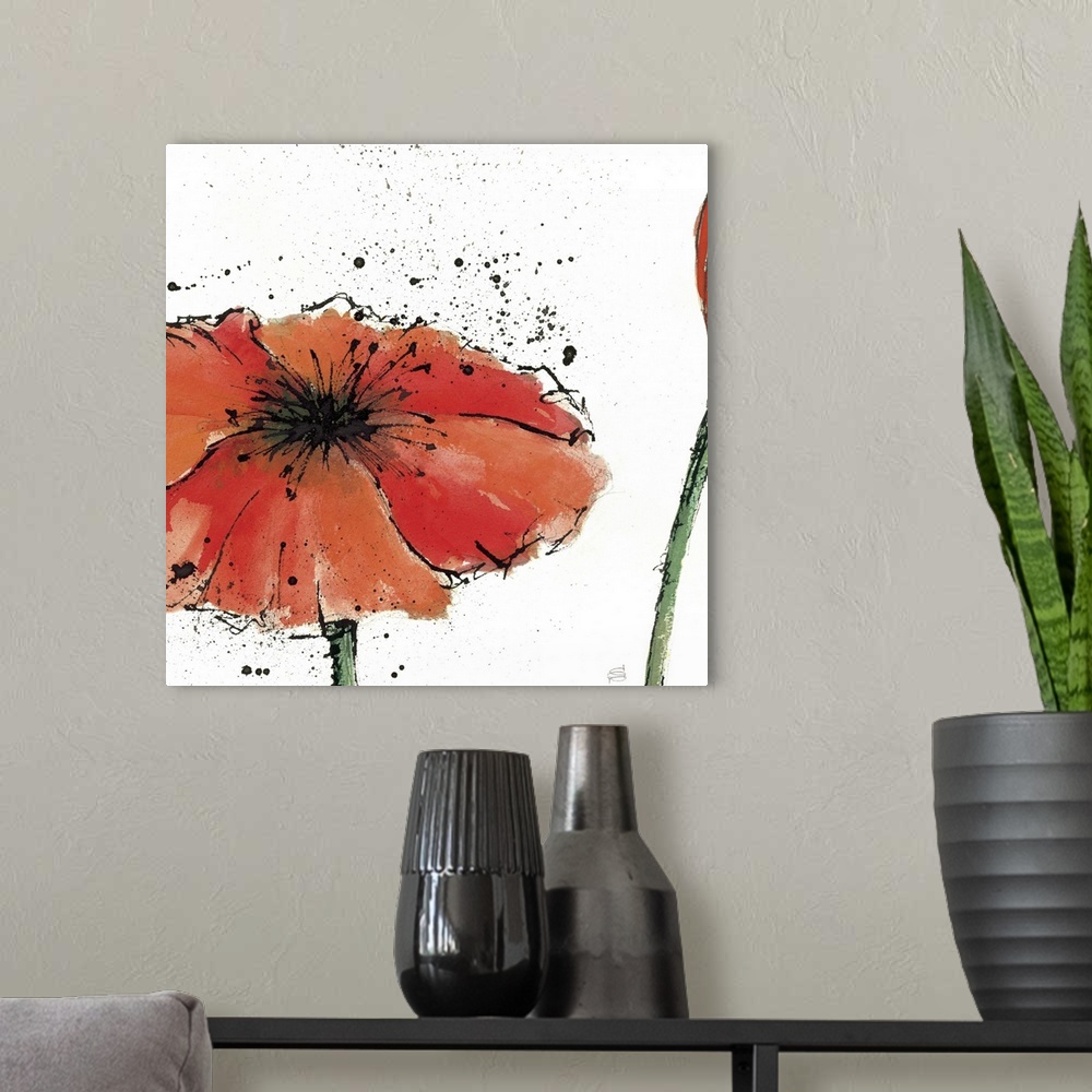 A modern room featuring Not a California Poppy III on White