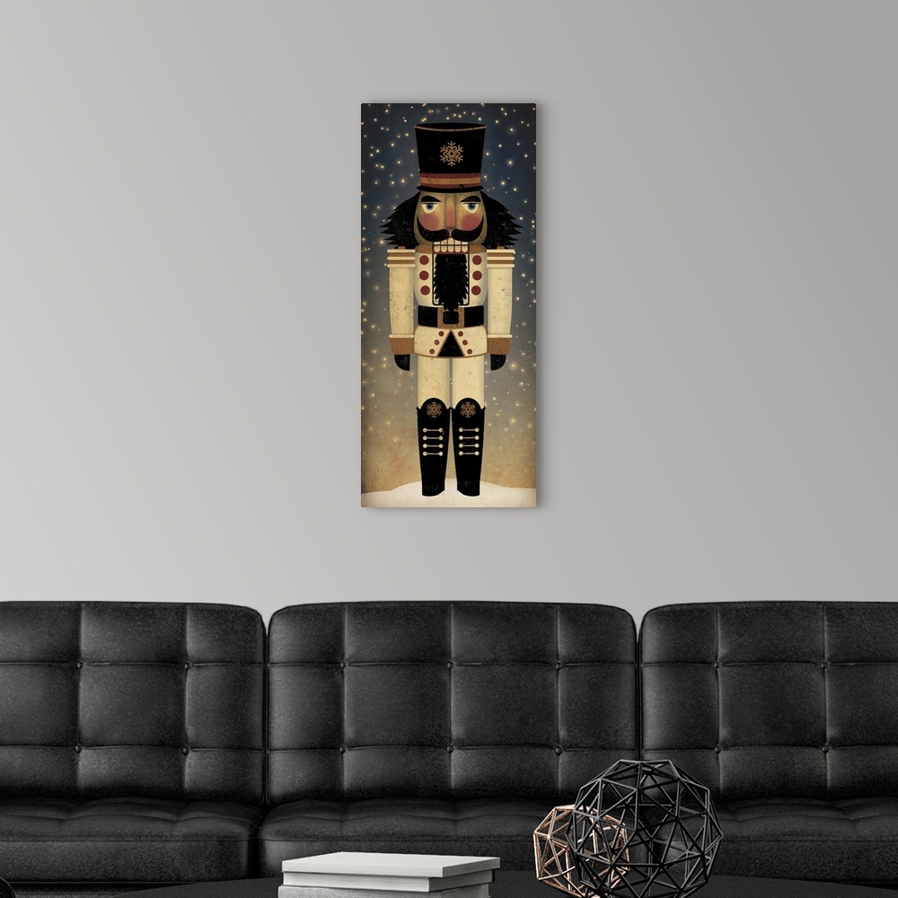 A modern room featuring Nutcracker IV - nighttime background