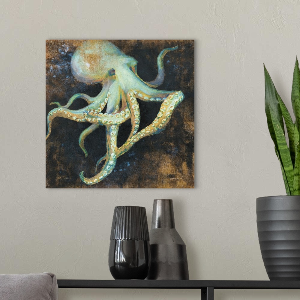 A modern room featuring Ocean Octopus On Black