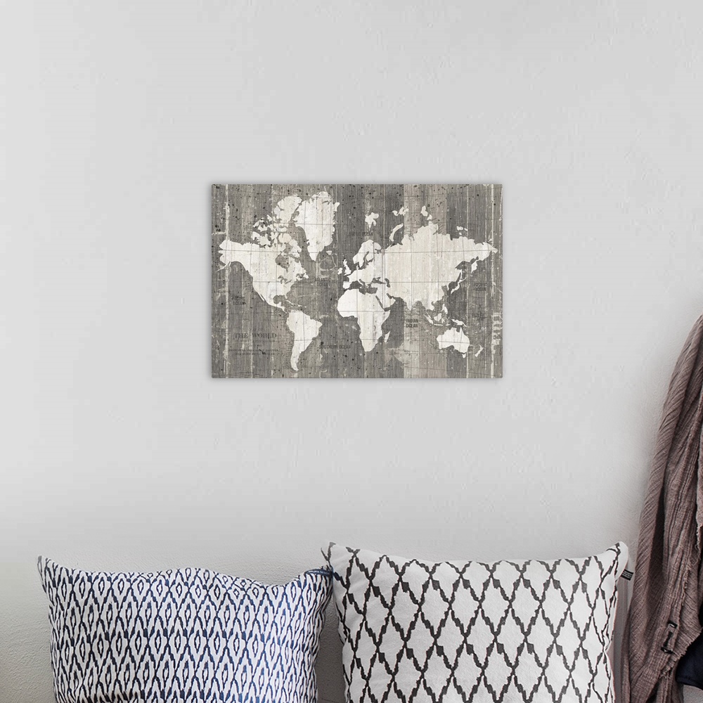 A bohemian room featuring Old World Map Neutral