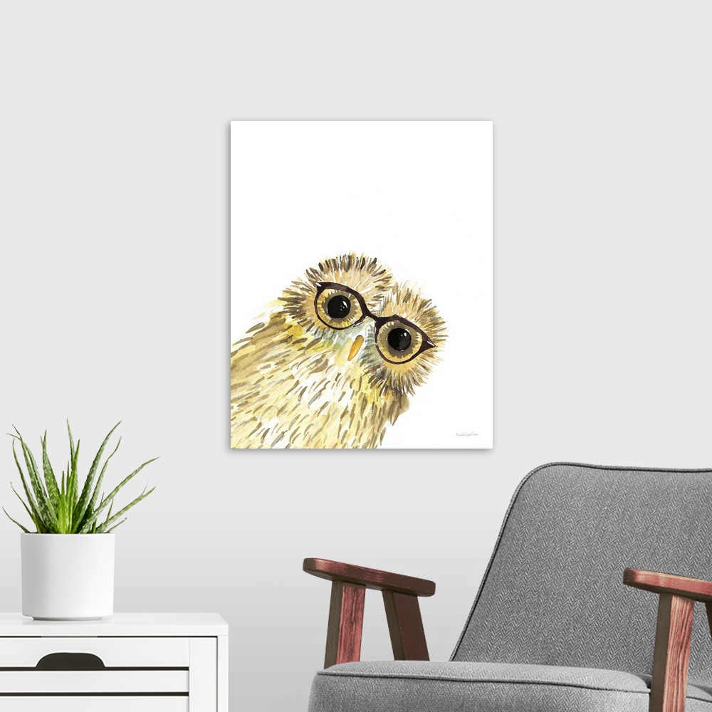 A modern room featuring Owl in Glasses