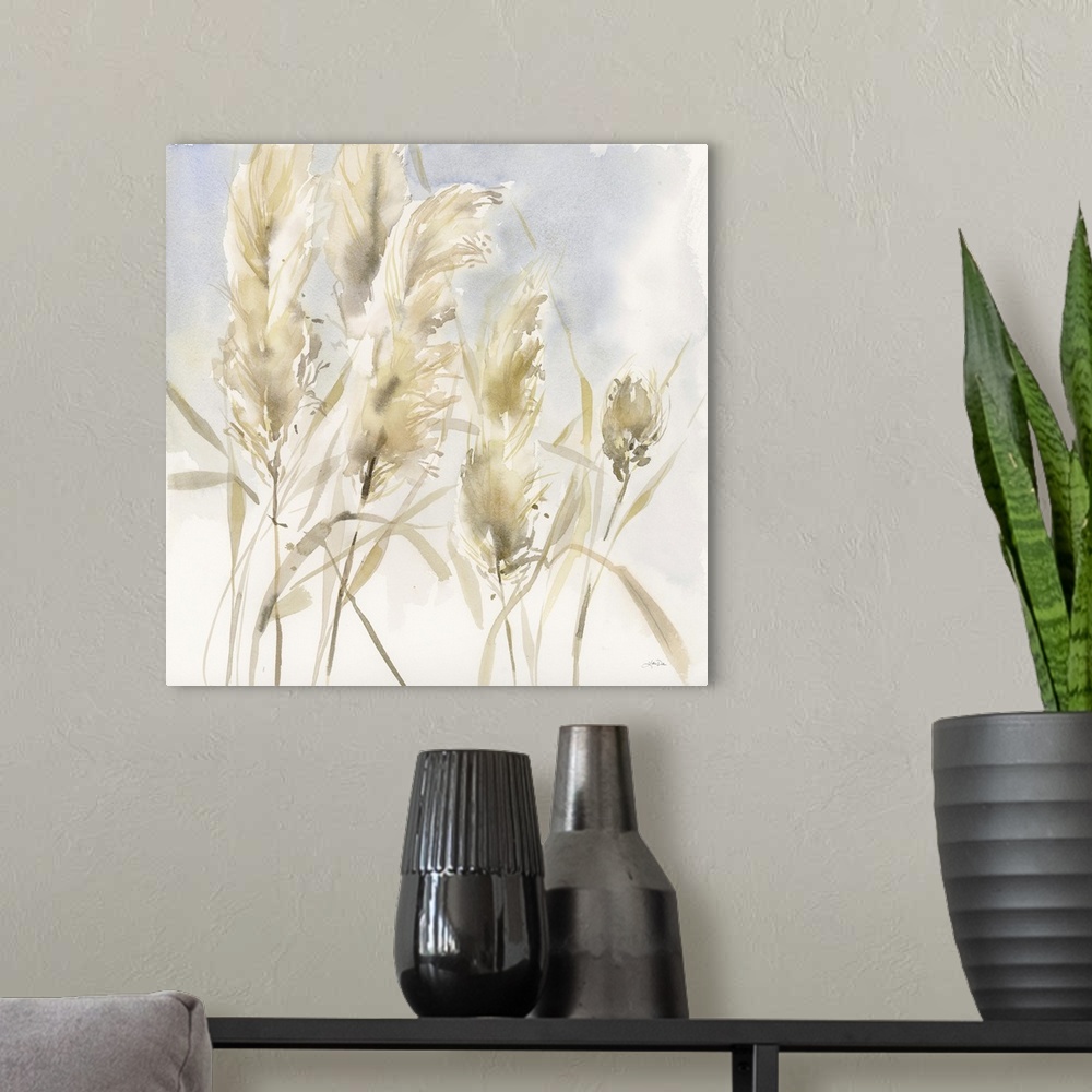 A modern room featuring Pampas Grasses