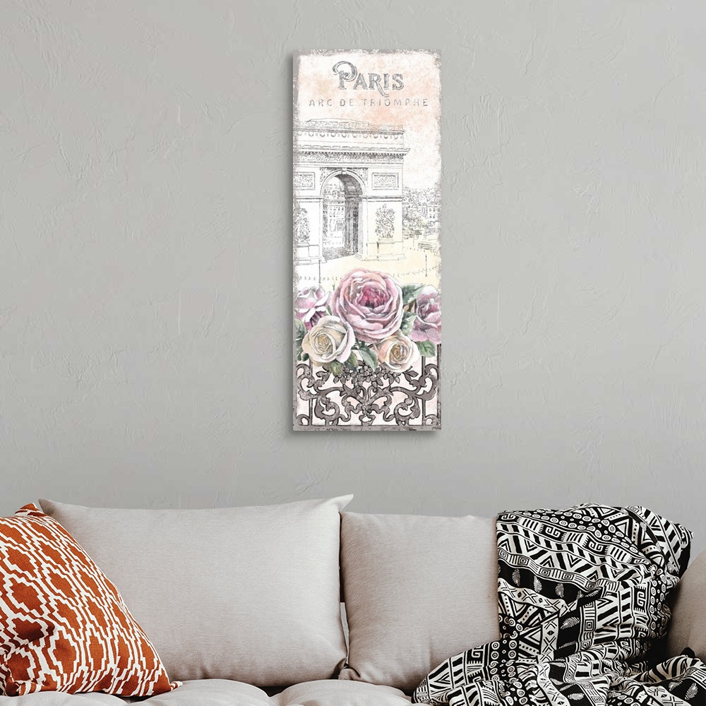 A bohemian room featuring Paris Roses Panel VII