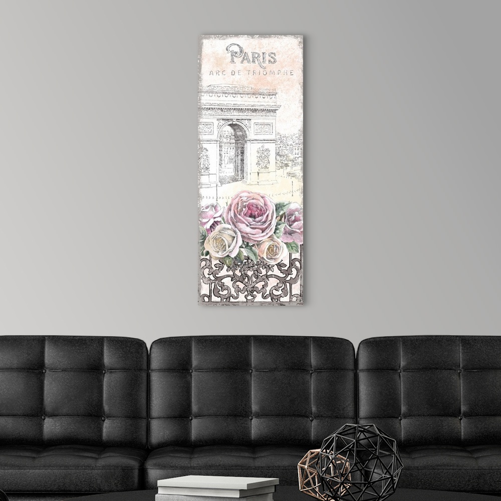 A modern room featuring Paris Roses Panel VII