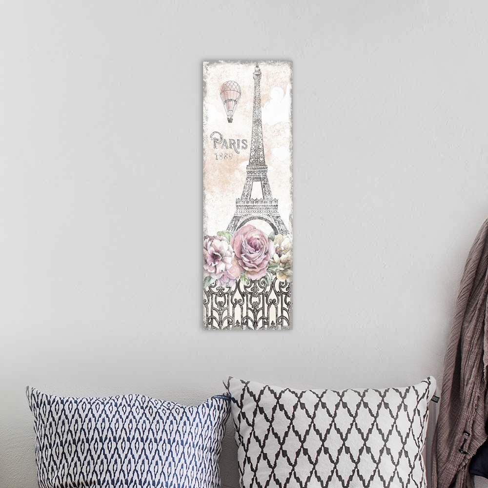 A bohemian room featuring Paris Roses Panel VIII