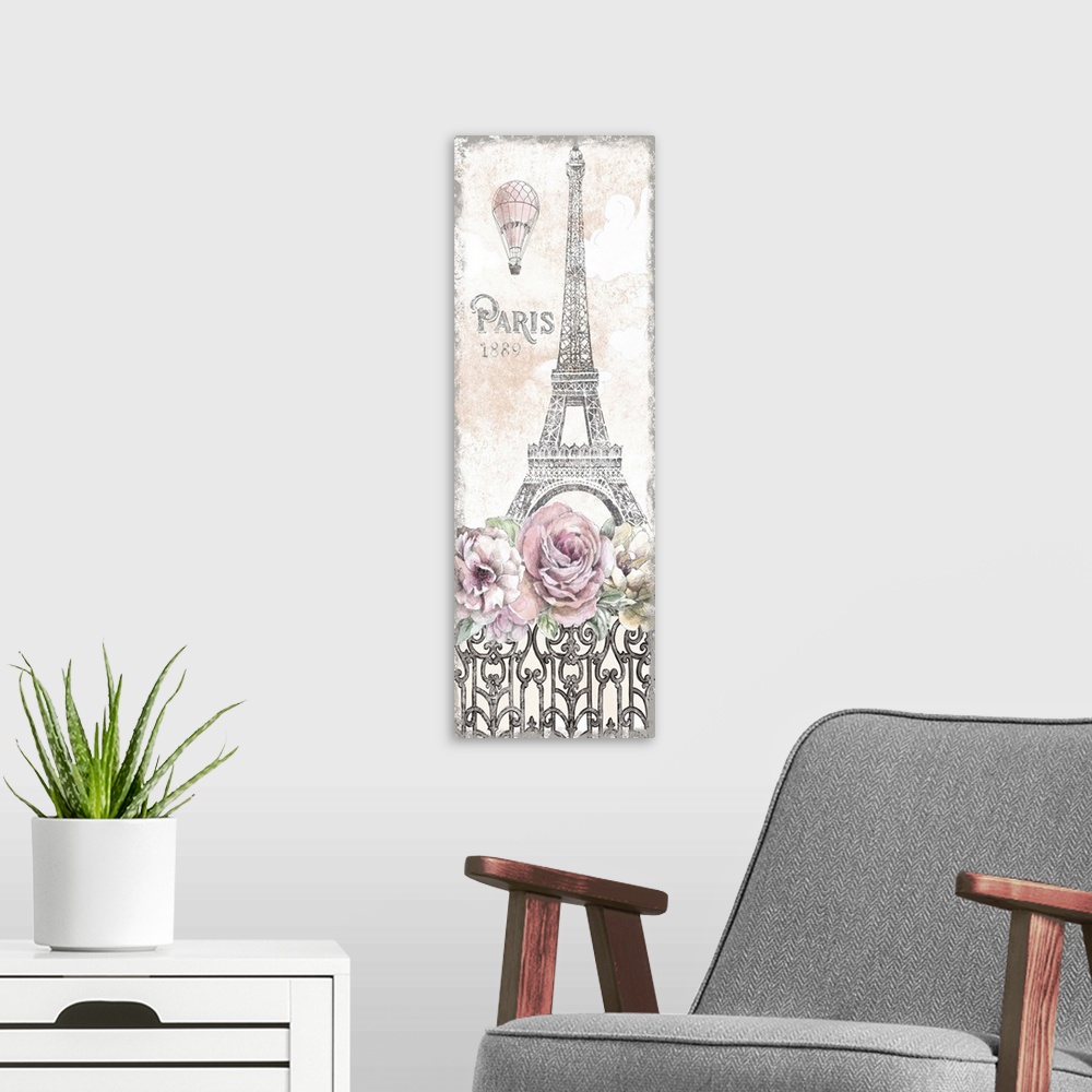 A modern room featuring Paris Roses Panel VIII