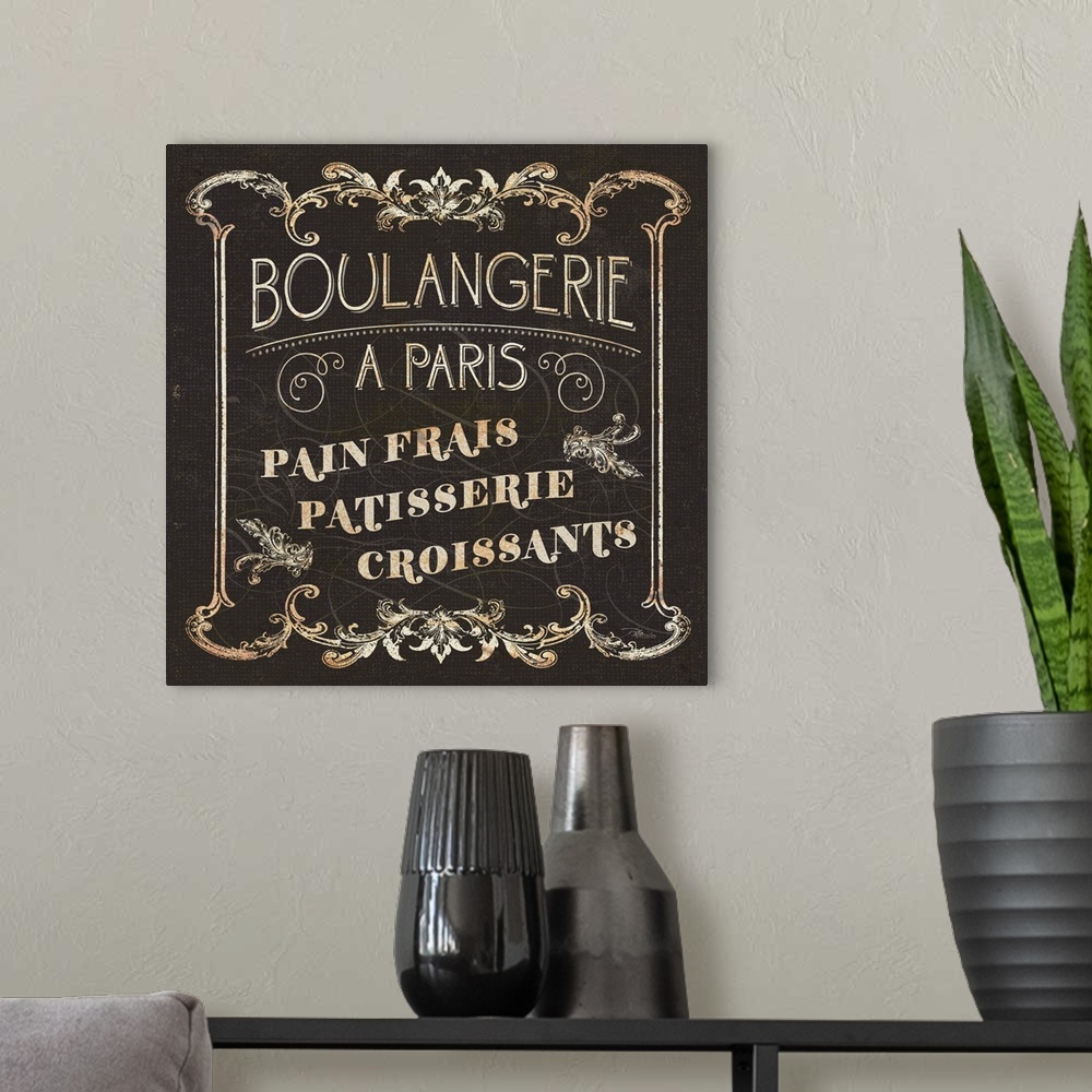 A modern room featuring Parisian Signs Square I