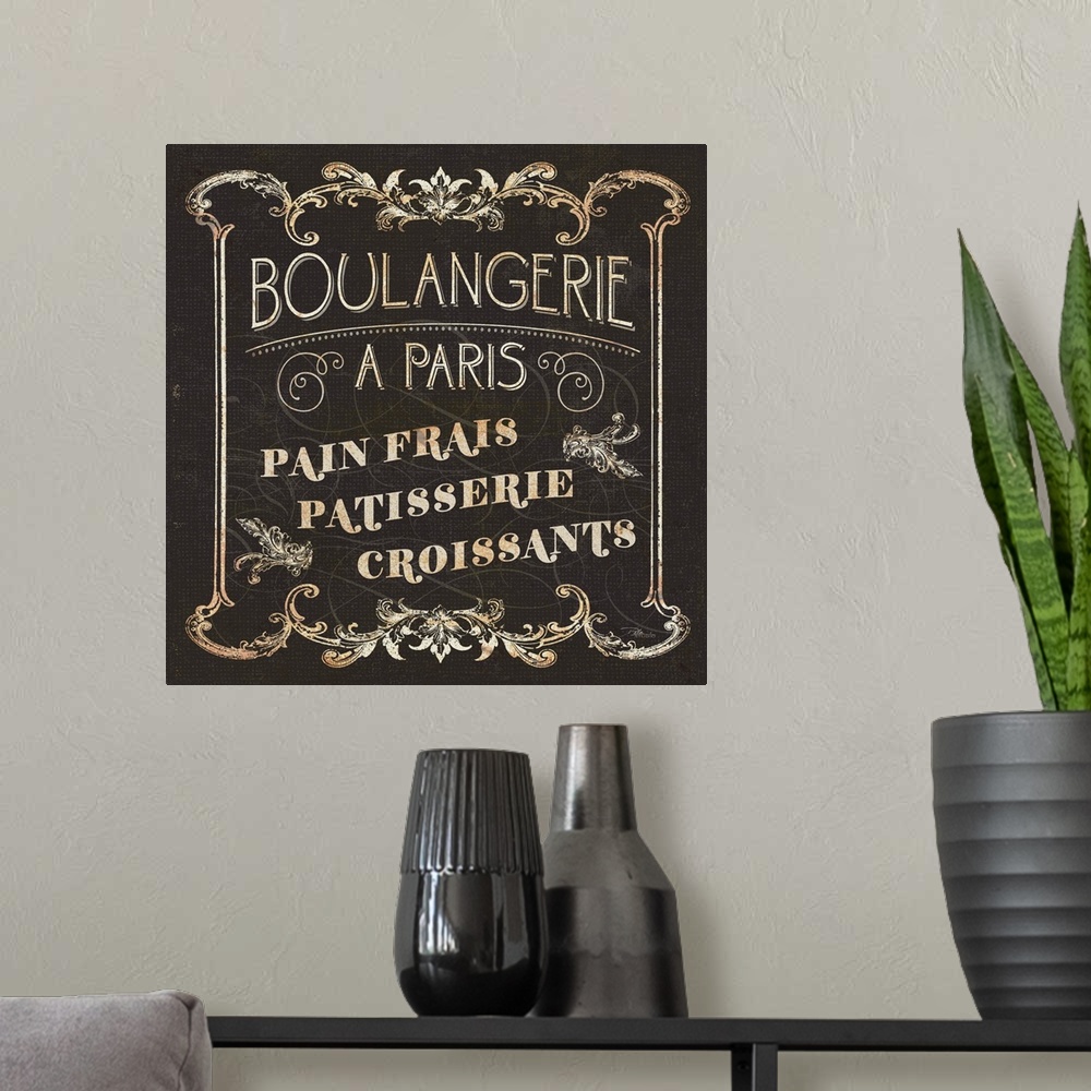 A modern room featuring Parisian Signs Square I