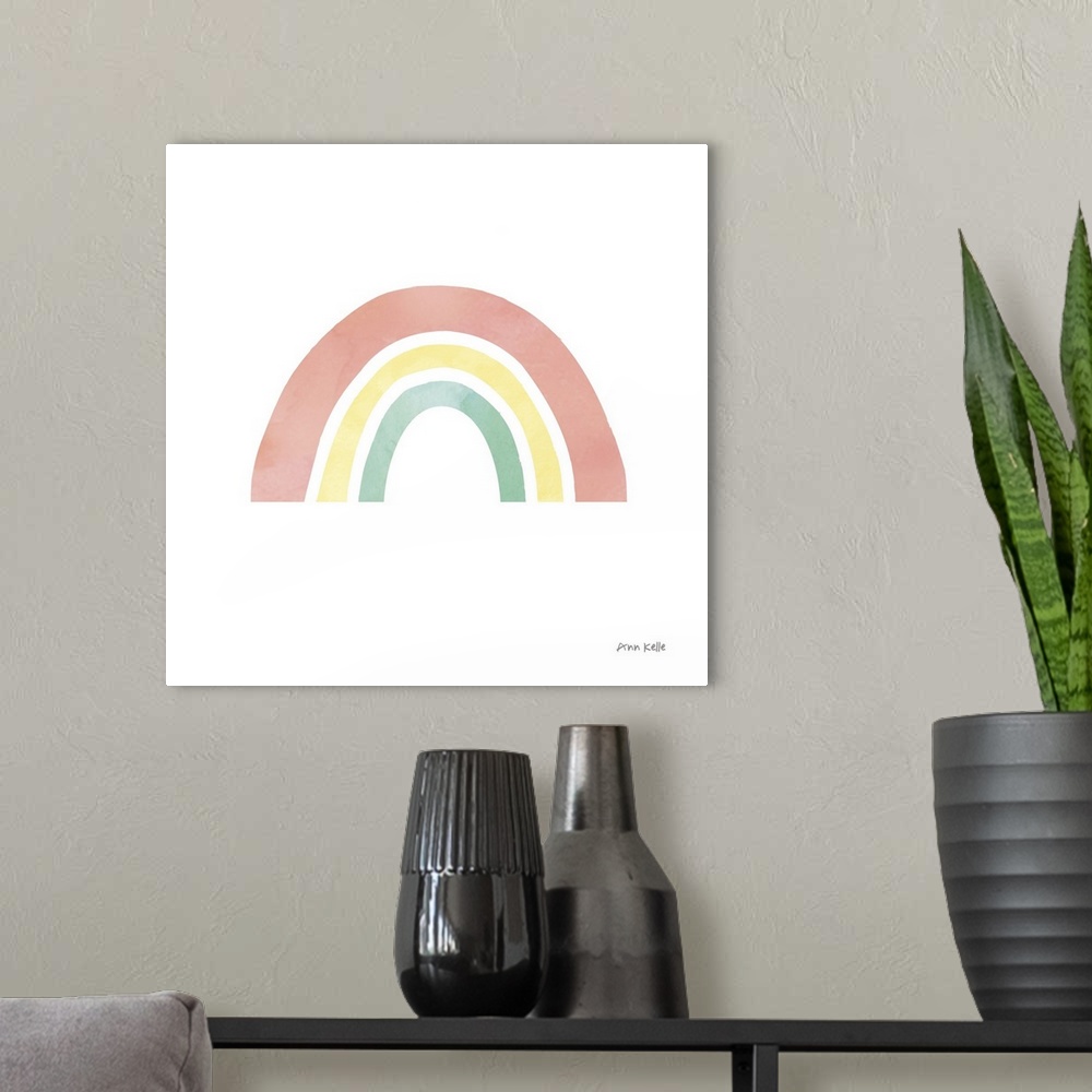 A modern room featuring Pastel Rainbow I