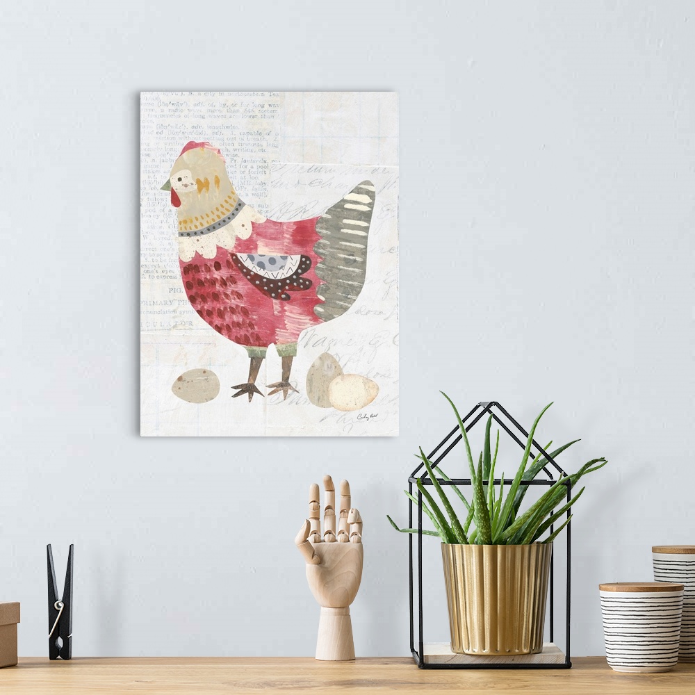 A bohemian room featuring Patchwork Chickens IV