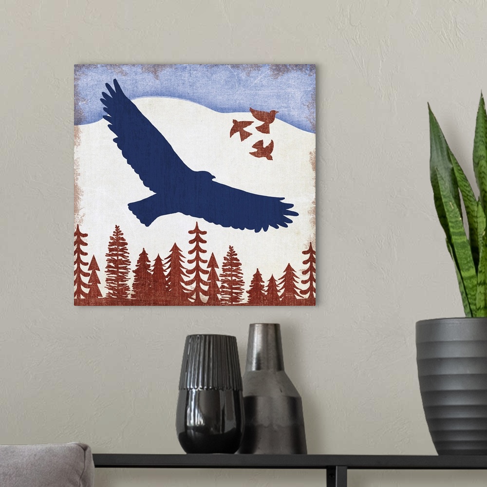 A modern room featuring Patriotic Woodland Eagle