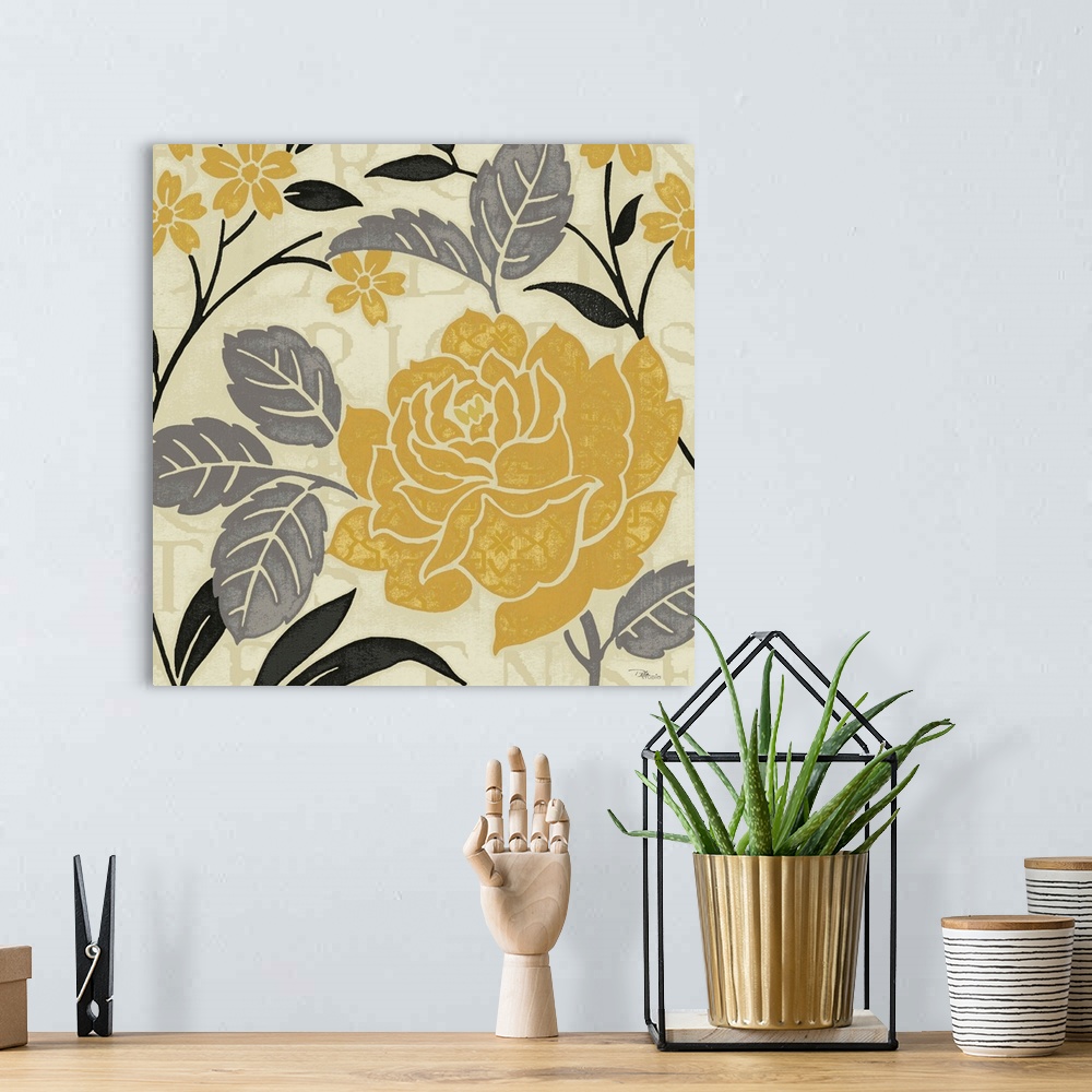 A bohemian room featuring Perfect Petals II Yellow