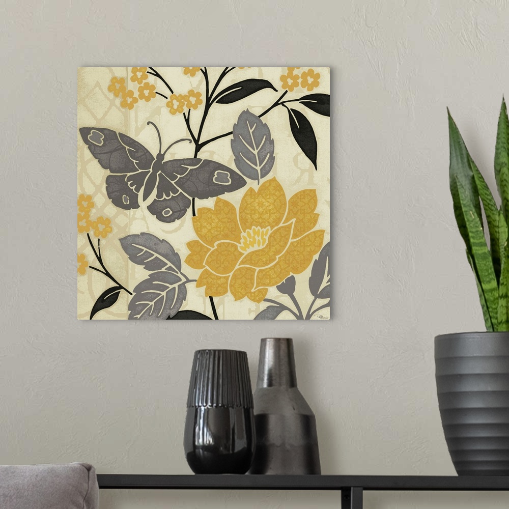 A modern room featuring Perfect Petals IV Yellow