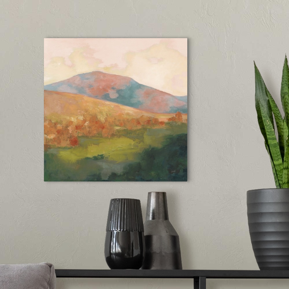 A modern room featuring Pink Mountain Morning