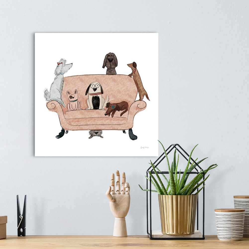 A bohemian room featuring Playful Pets Dogs I