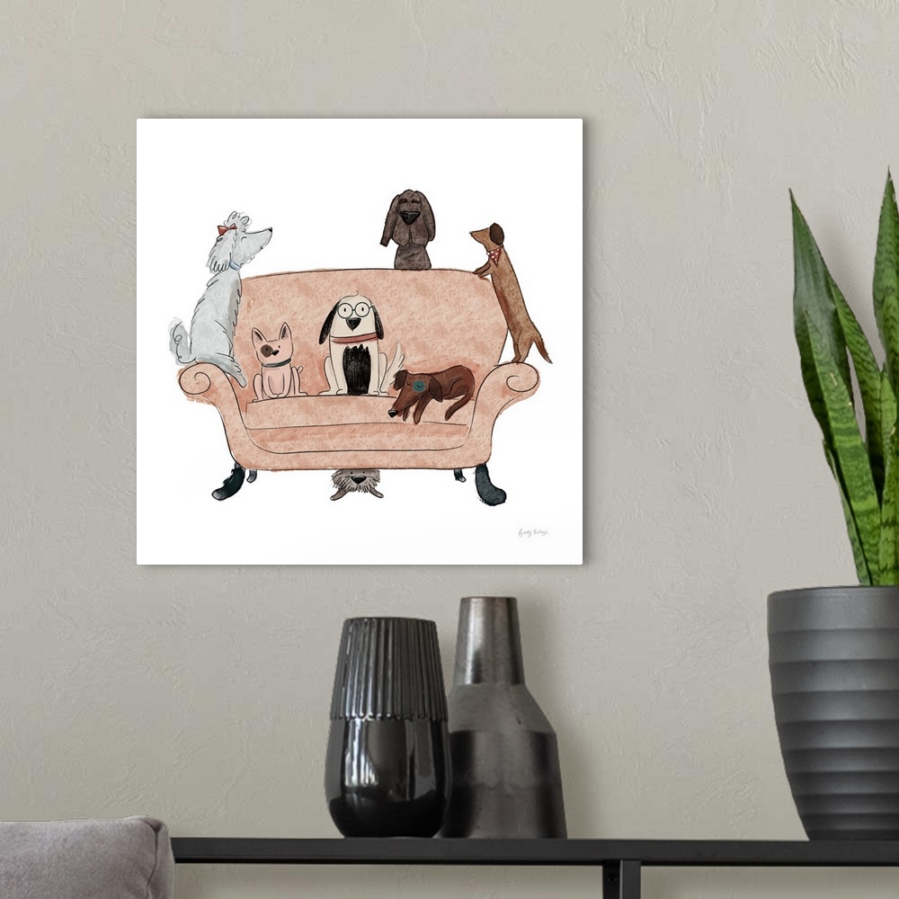A modern room featuring Playful Pets Dogs I