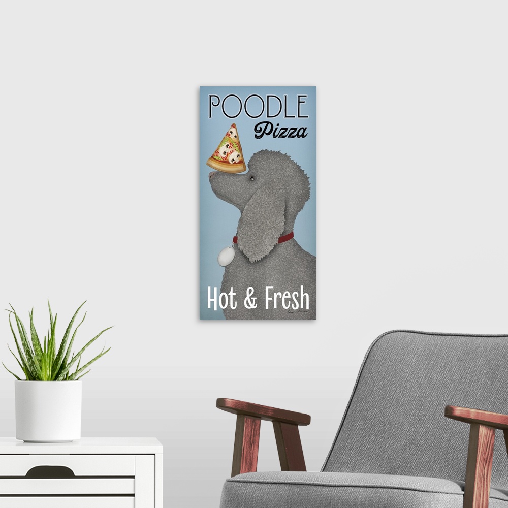 A modern room featuring Poodle Pizza