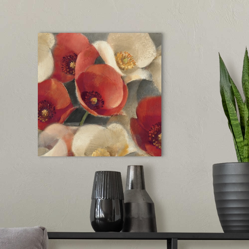 A modern room featuring Poppies Bloom II