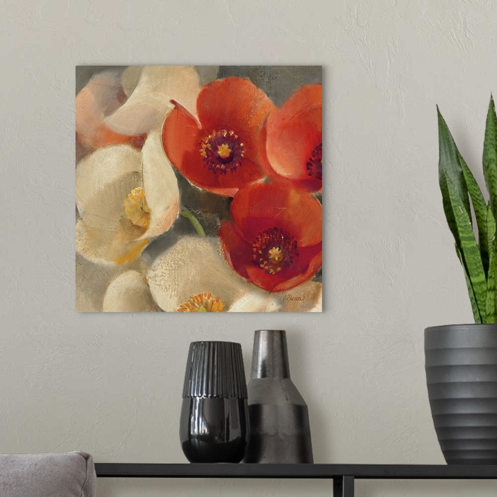 A modern room featuring Poppies Bloom III