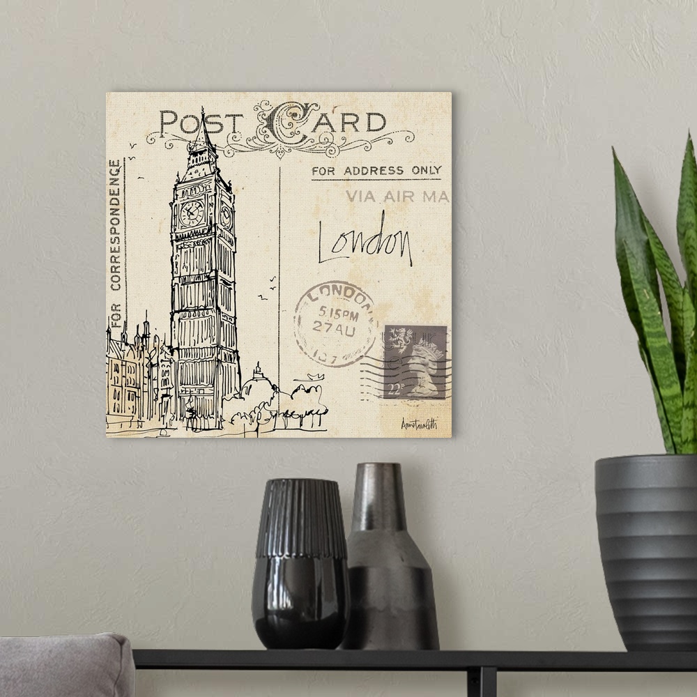A modern room featuring Postcard Sketches II