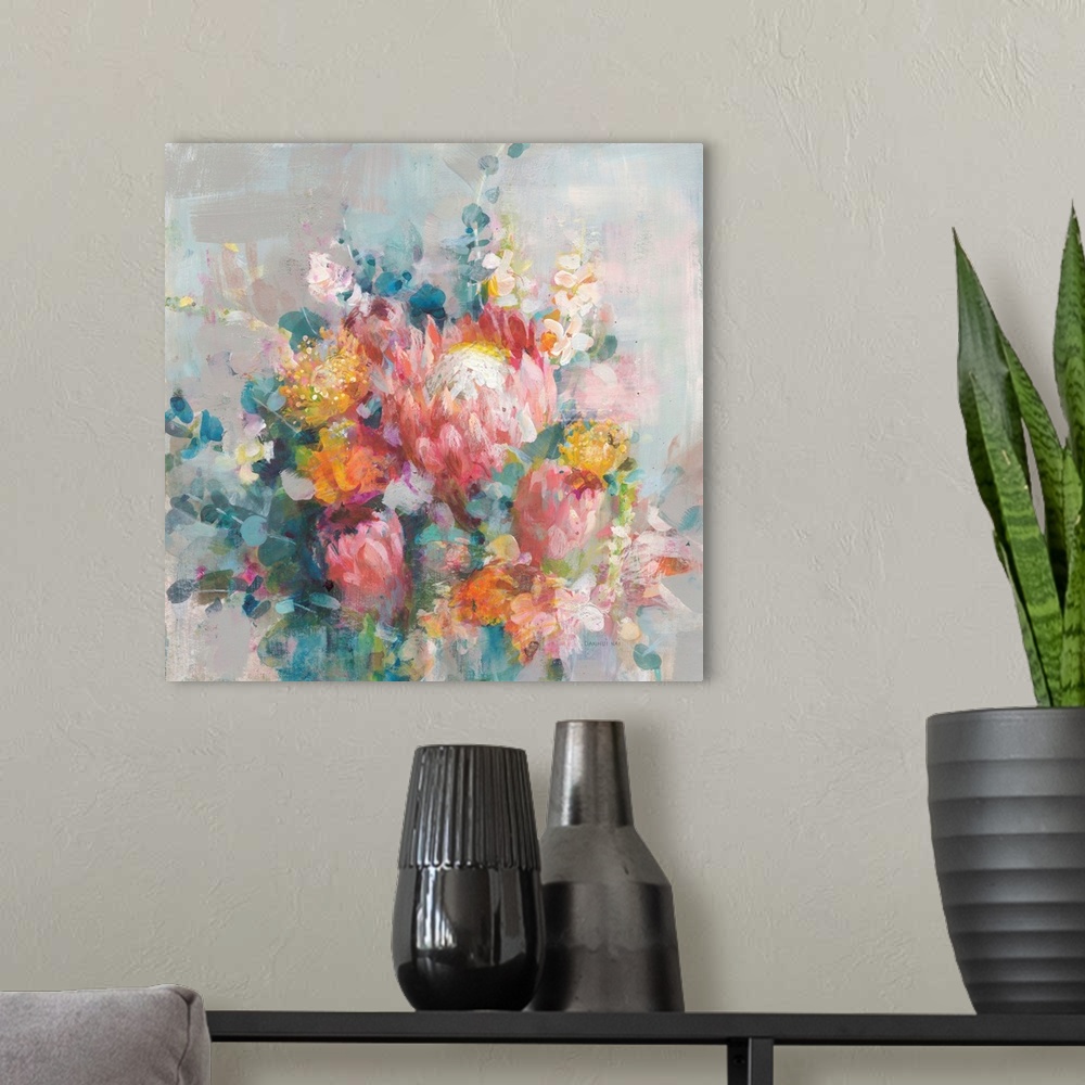 A modern room featuring Protea Bouquet