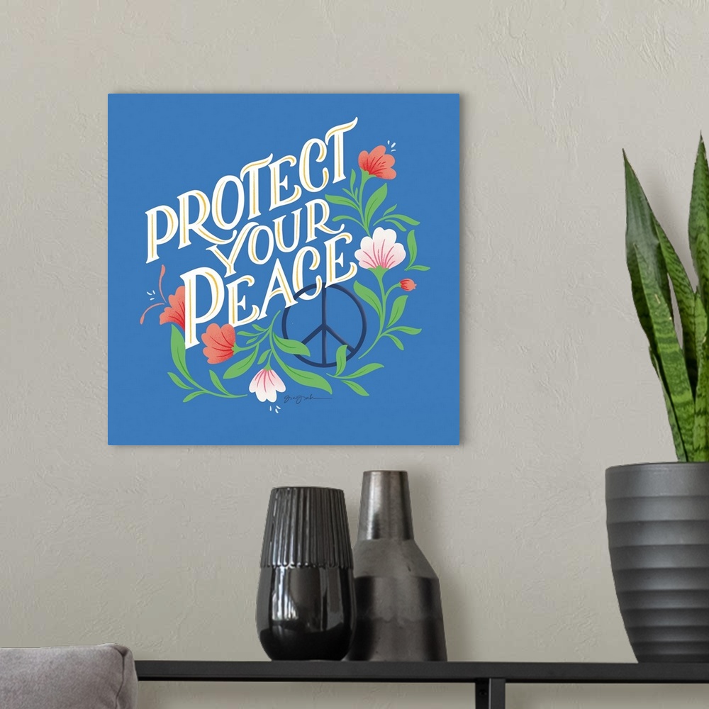A modern room featuring Protect Your Peace I Bright