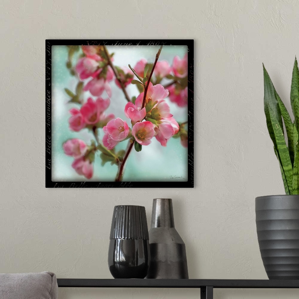 A modern room featuring Quince Blossoms II