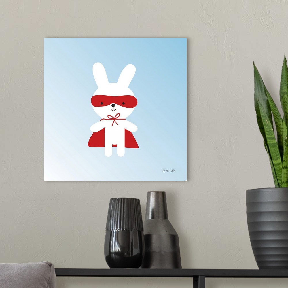 A modern room featuring Rabbit Super Hero