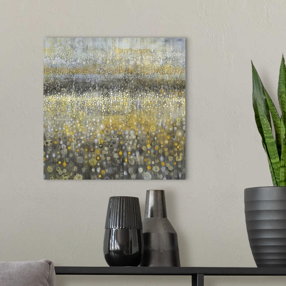 A modern room featuring Rain Abstract II