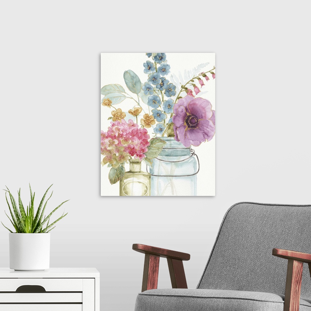 A modern room featuring Rainbow Seeds Flowers VIII