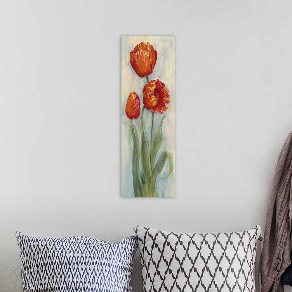 A bohemian room featuring Rembrandt Tulips