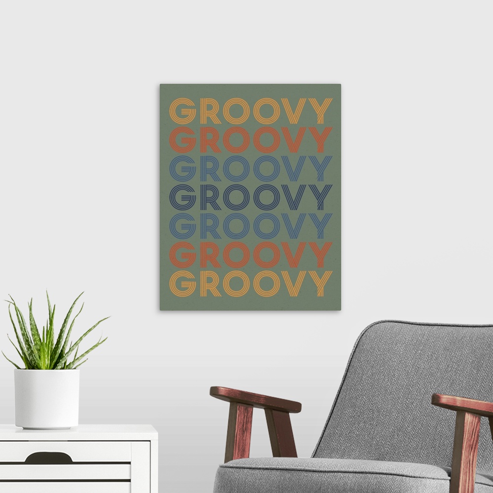 A modern room featuring Retro Words I Green