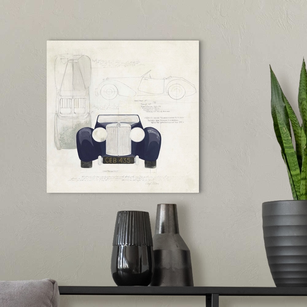A modern room featuring Roadster II Blue Car