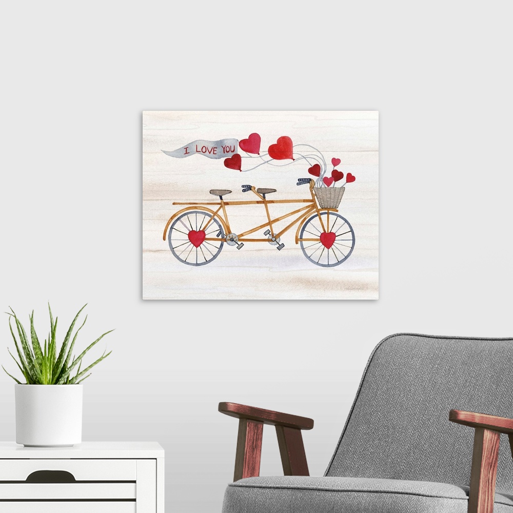 A modern room featuring Rustic Valentine Bicycle