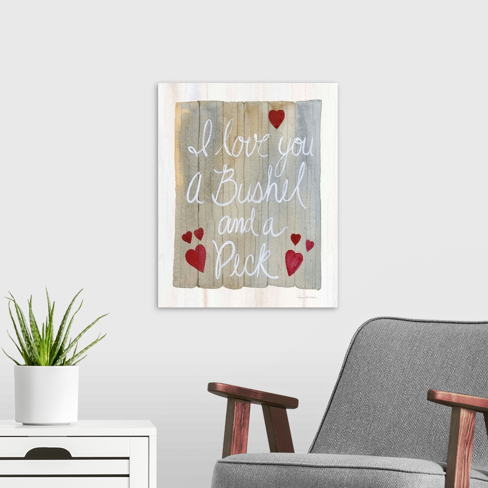 A modern room featuring Rustic Valentine Bushel and a Peck