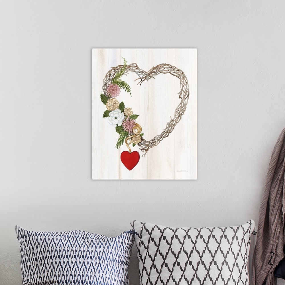 A bohemian room featuring Rustic Valentine Heart Wreath I