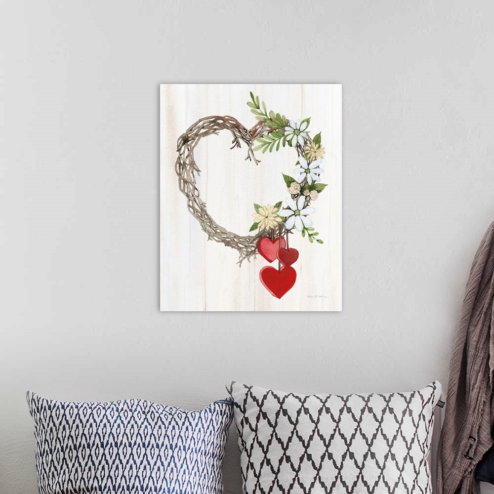 A bohemian room featuring Rustic Valentine Heart Wreath II