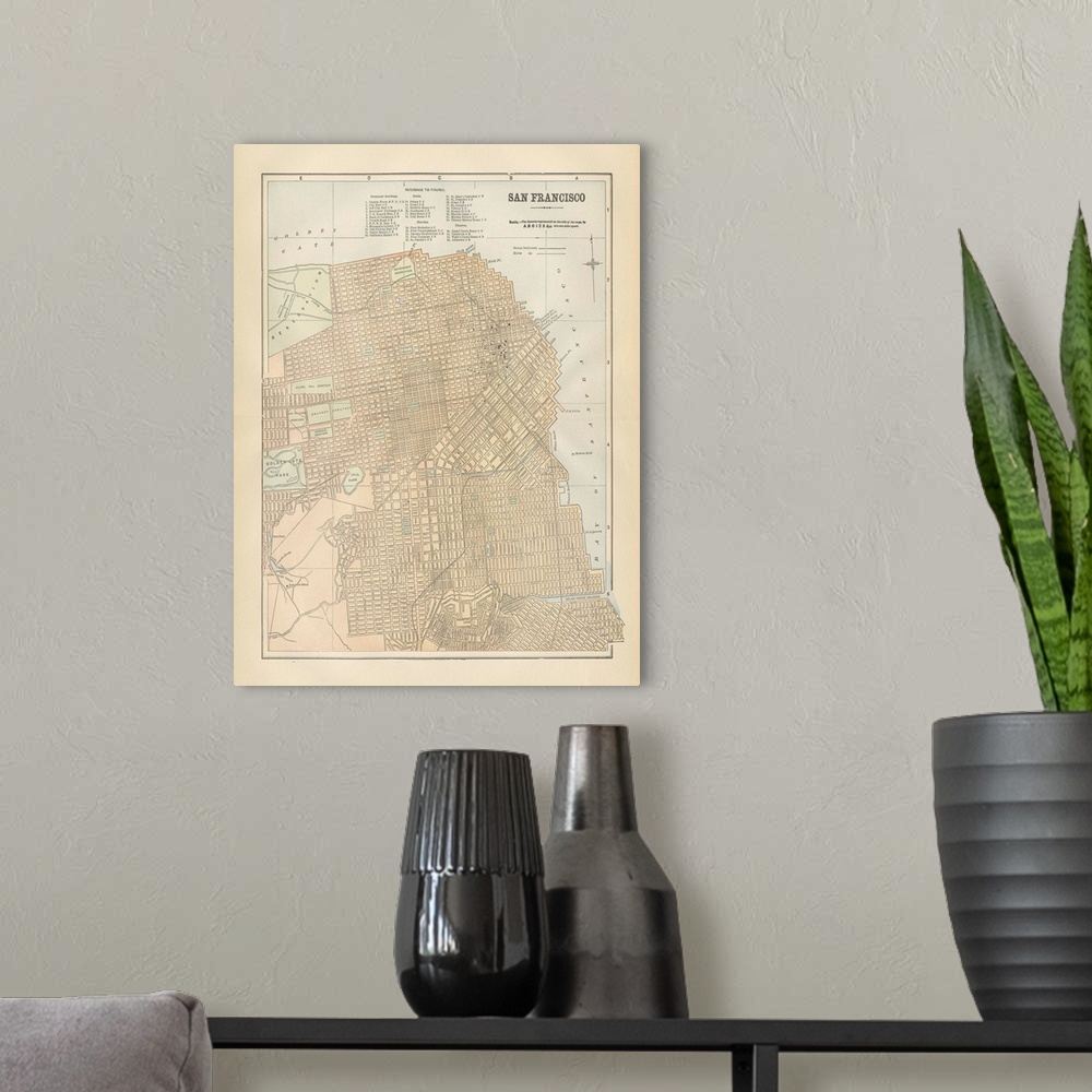 A modern room featuring San Francisco Map