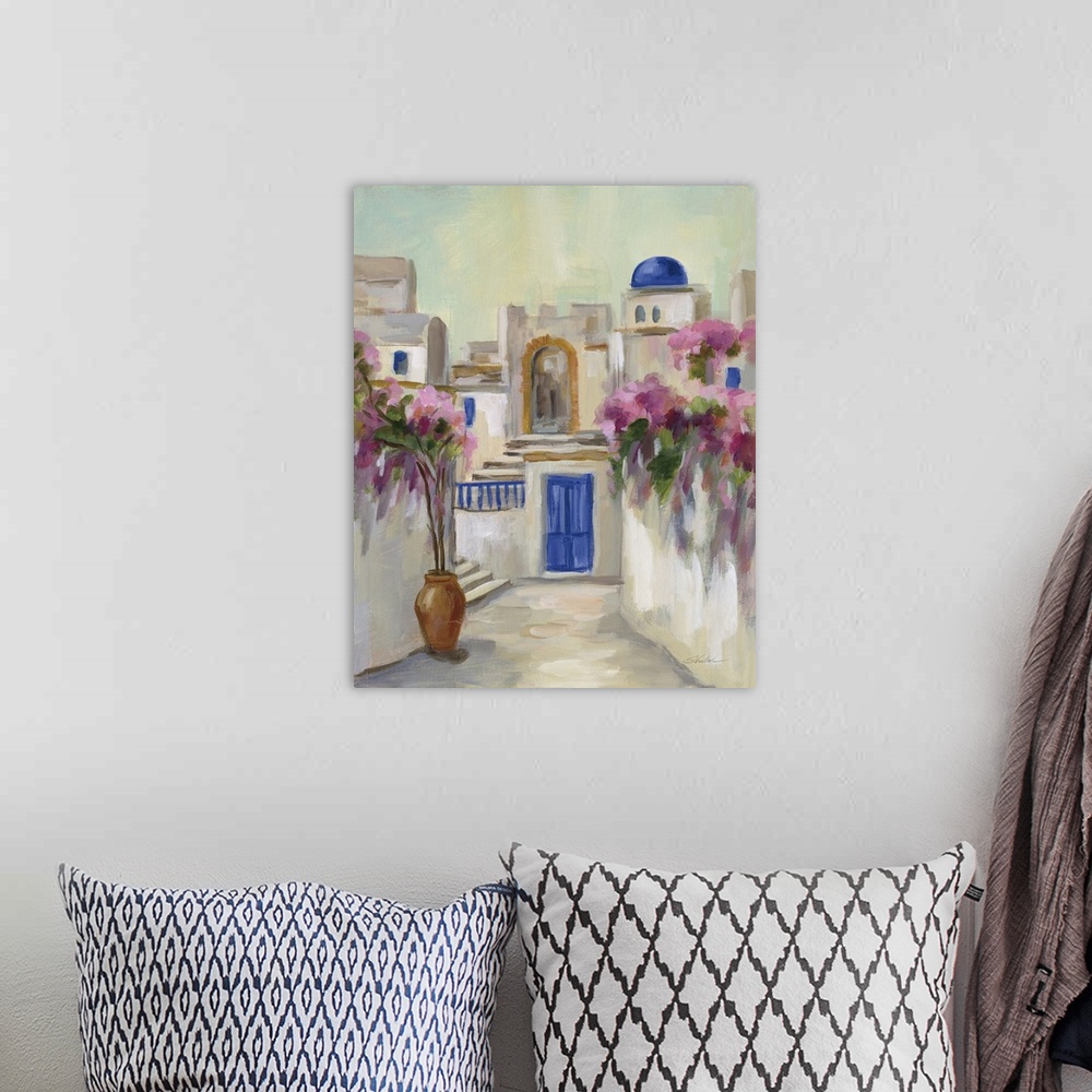 A bohemian room featuring Santorini Street II