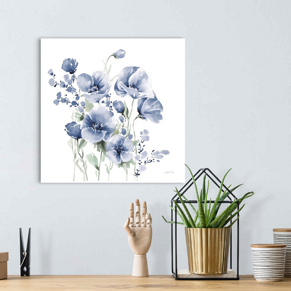 A bohemian room featuring Secret Garden Bouquet II Blue