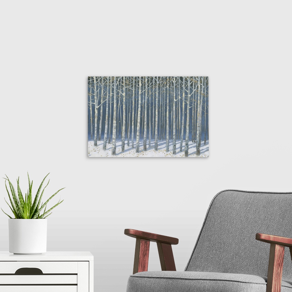 A modern room featuring Shimmering Birches