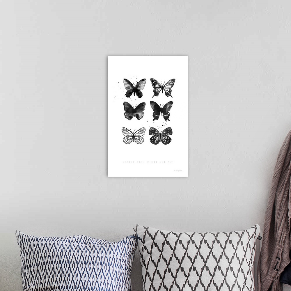 A bohemian room featuring Six Inky Butterflies
