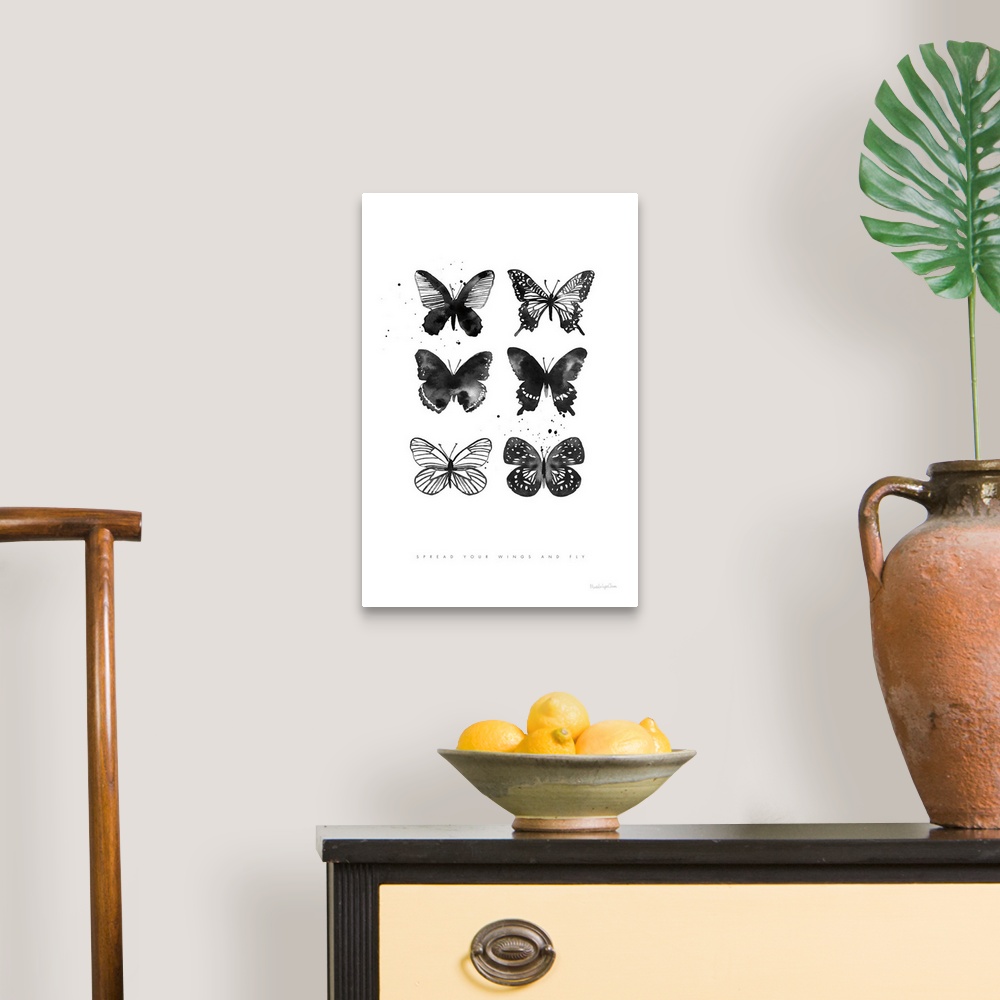 A traditional room featuring Six Inky Butterflies