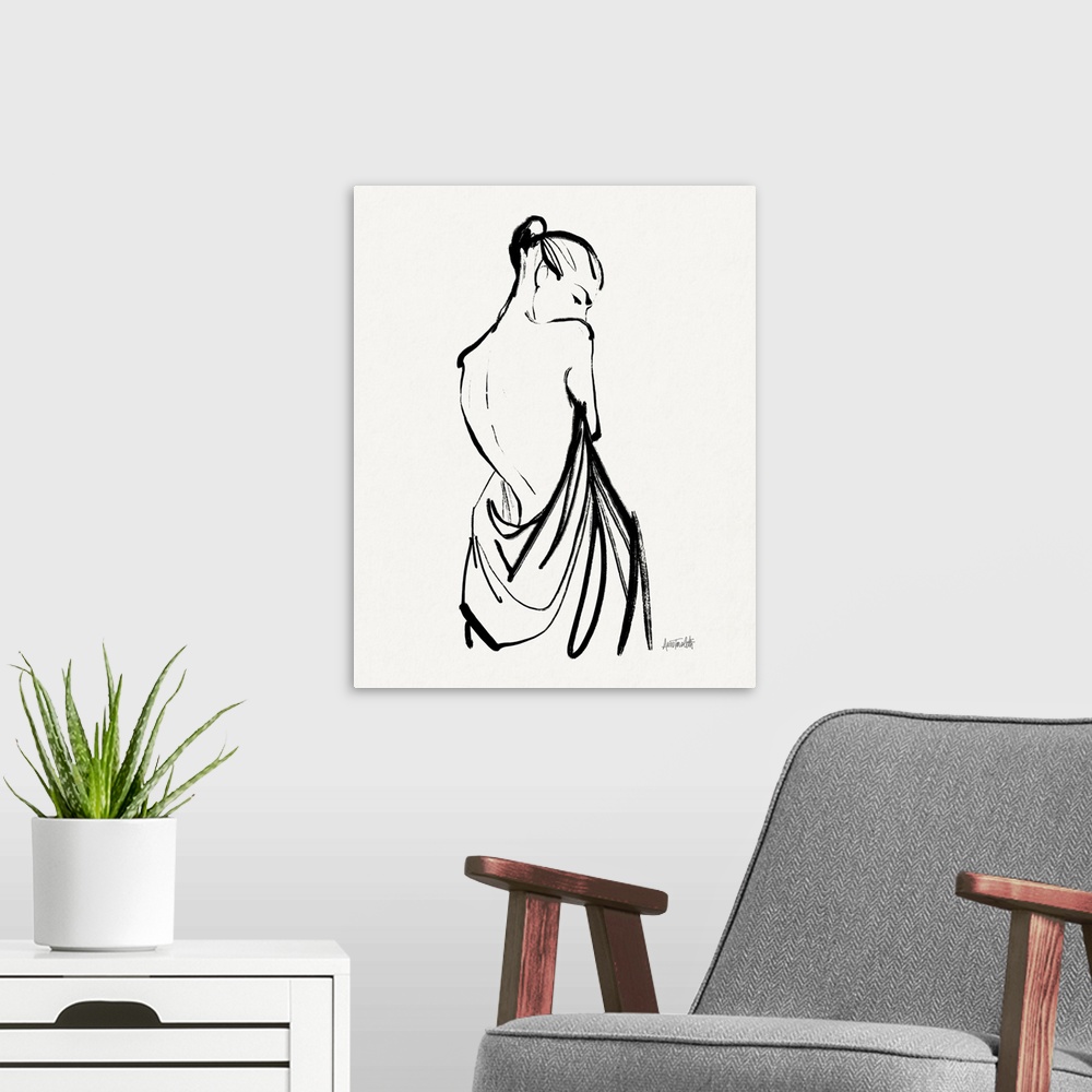 A modern room featuring Sketched Nudes II
