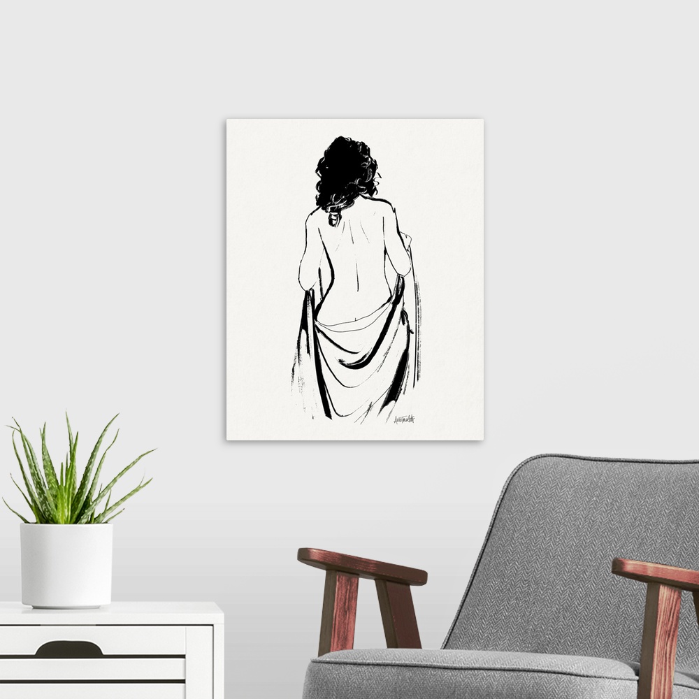 A modern room featuring Sketched Nudes III