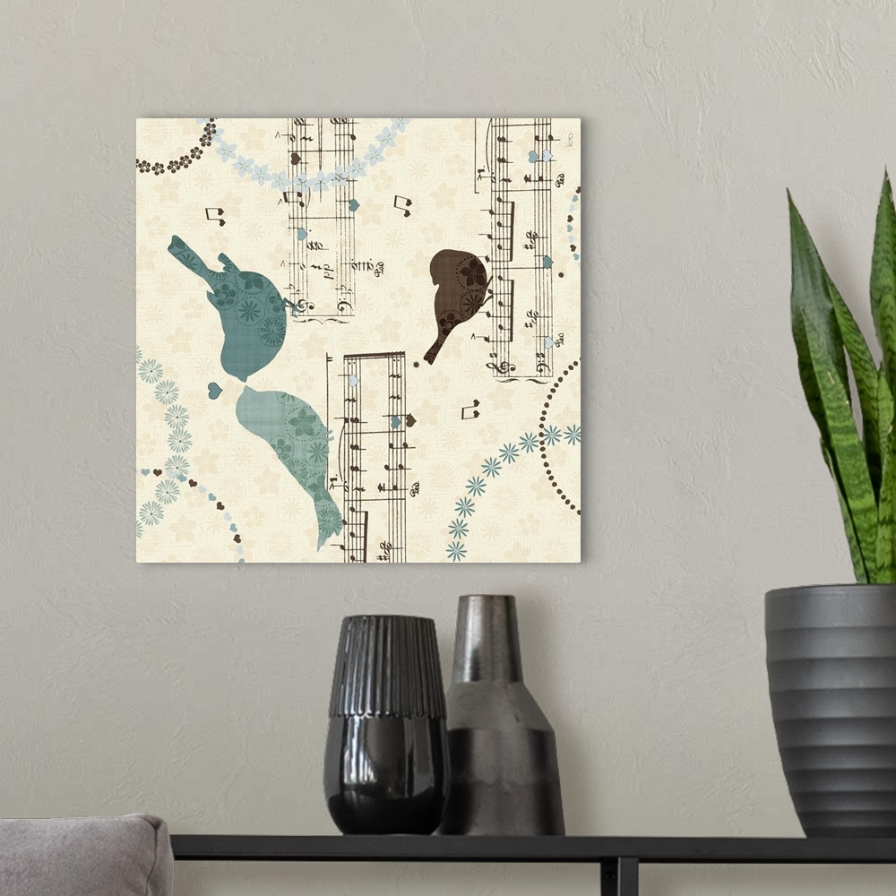 A modern room featuring Song Birds I