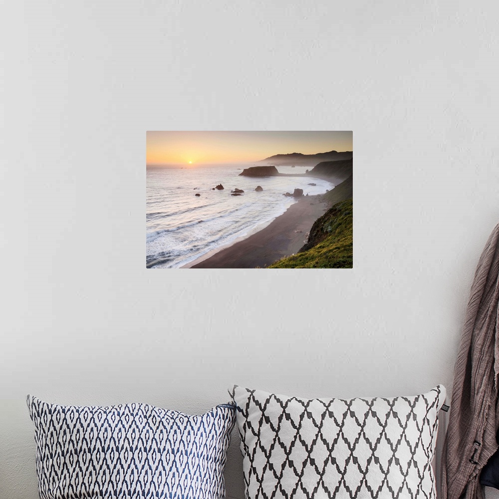 A bohemian room featuring Sunset view of surf beaches and Goat Rock from rugged cliffs and bluffs of Sonoma Coast State Par...