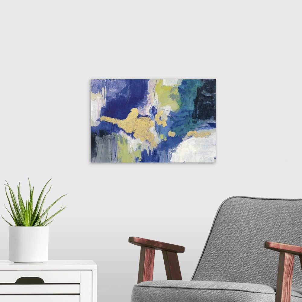 A modern room featuring Sparkle Abstract III Blue