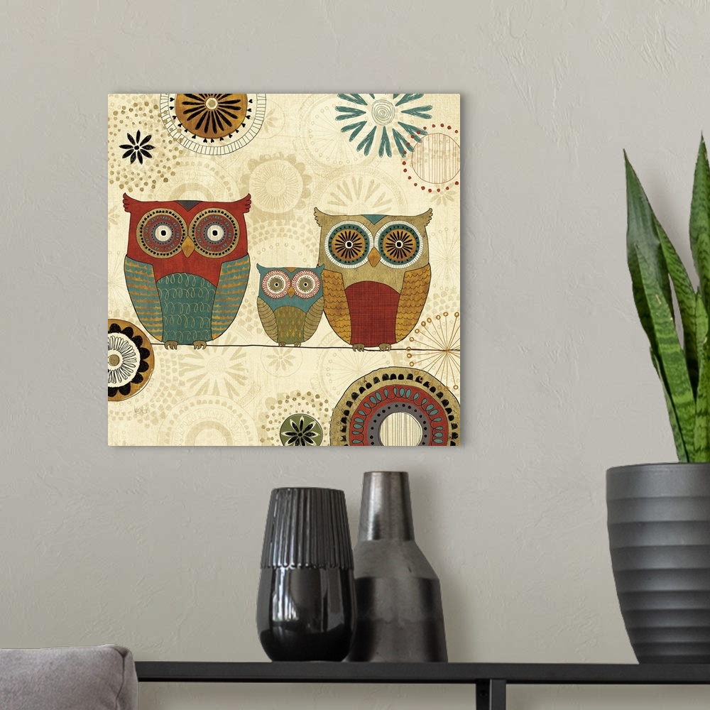 A modern room featuring Spice Road Owls I