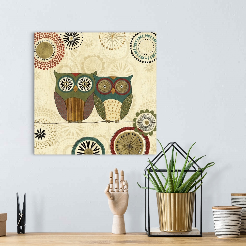 A bohemian room featuring Spice Road Owls II